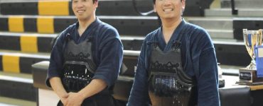 Kajitani Sensei (left) and Giang Sensei (right) of Arkansas Kendo Club at Nabeshima Cup in Texas